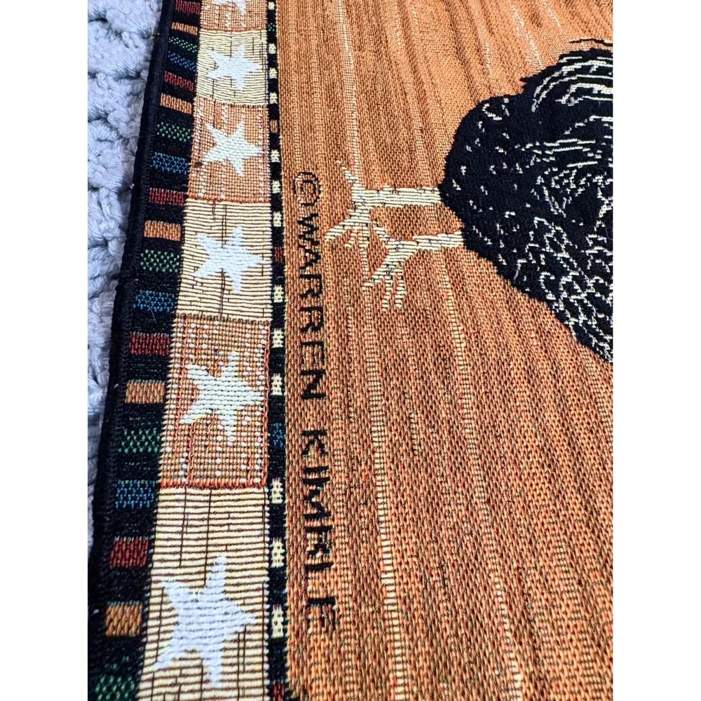 Warren Kimble Rooster Tapestry Table Runner Folk Art Farmhouse Star and Tassel‎
